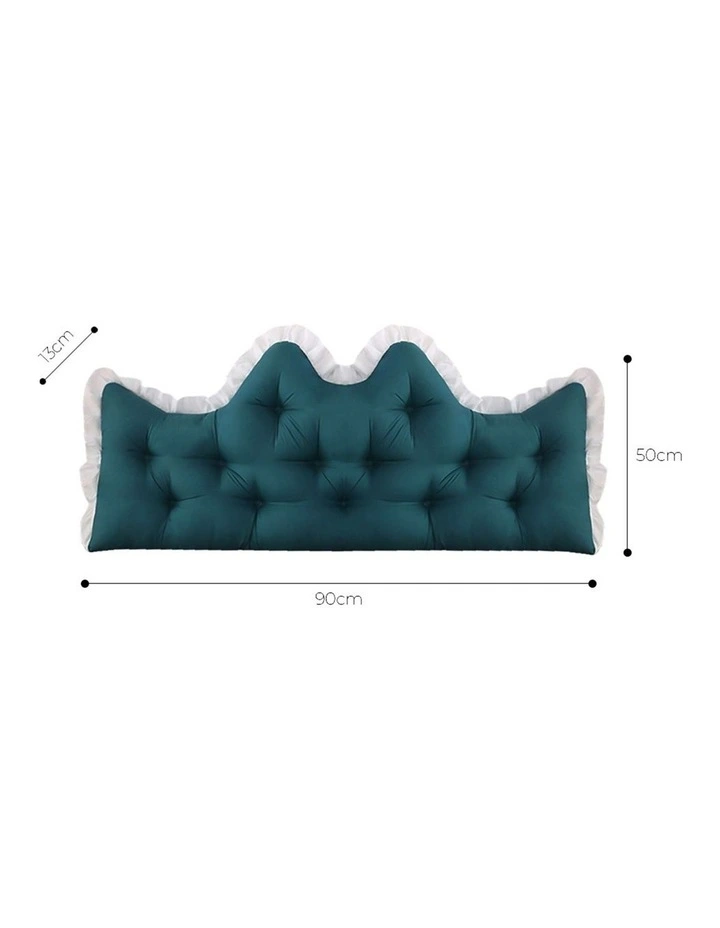 SOGA 2X 90cm Crown Pillows Tufted Teal Headboard Cushion Set image 5