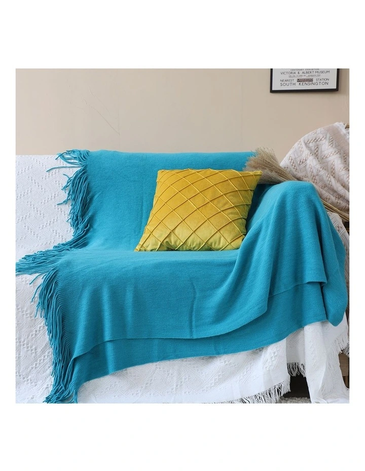 SOGA 2 Pack Blue Acrylic Knitted Throw Blanket 130x220cm image 4