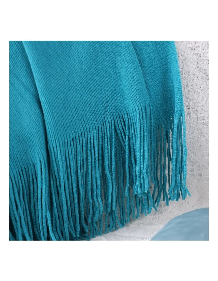 SOGA 2 Pack Blue Acrylic Knitted Throw Blanket 130x220cm image 7