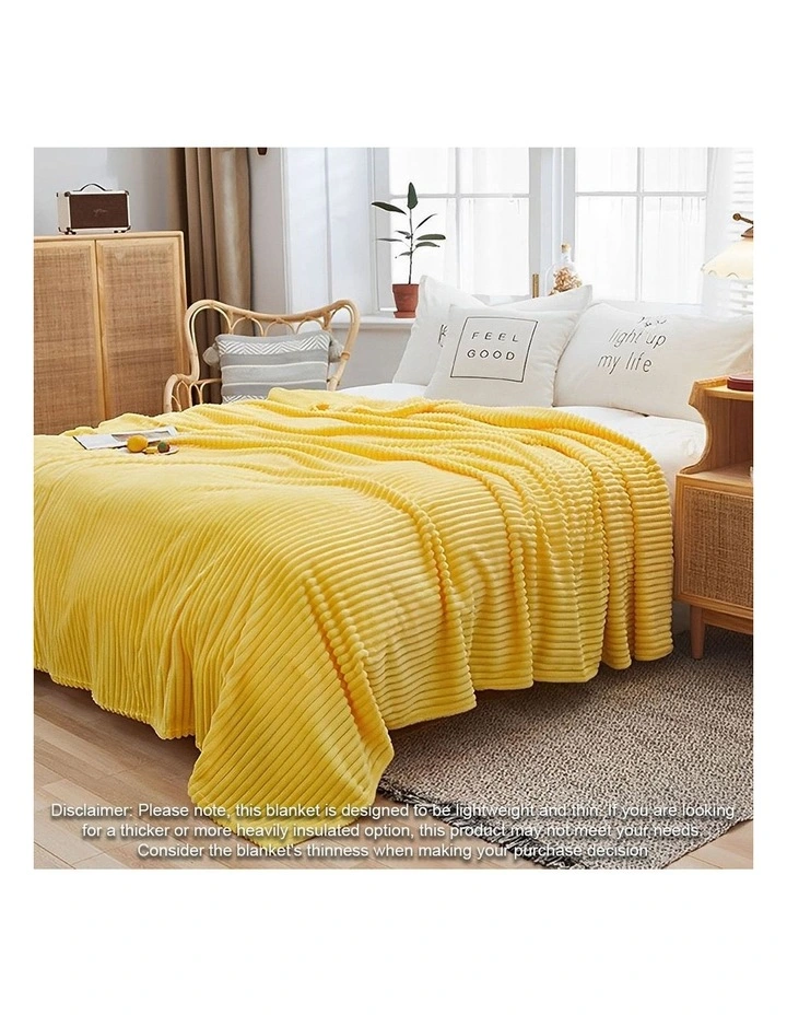 SOGA 2 Pack Yellow Thin Flannel Throw Blanket 200x230cm image 2