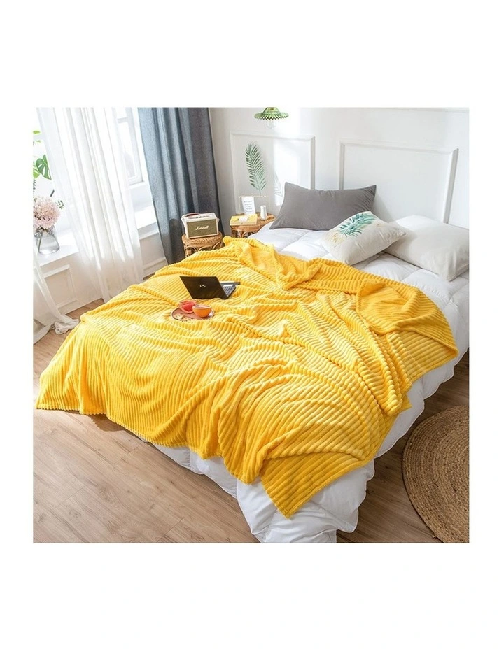 SOGA 2 Pack Yellow Thin Flannel Throw Blanket 200x230cm image 3