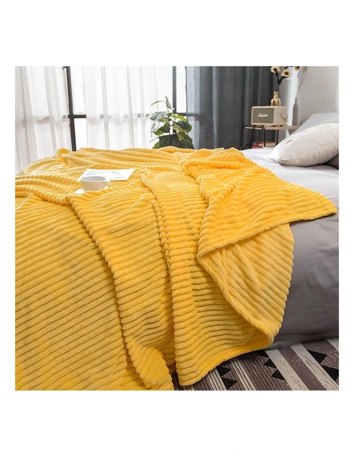 SOGA 2 Pack Yellow Thin Flannel Throw Blanket 200x230cm image 4