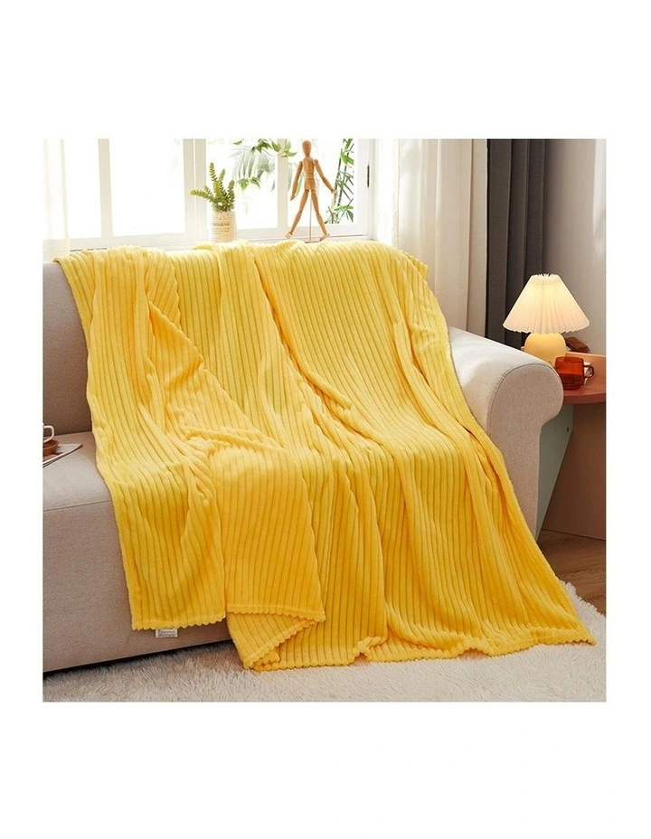 SOGA 2 Pack Yellow Thin Flannel Throw Blanket 200x230cm image 5