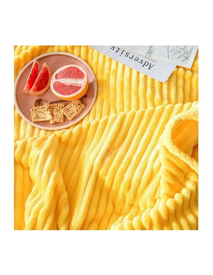 SOGA 2 Pack Yellow Thin Flannel Throw Blanket 200x230cm image 7