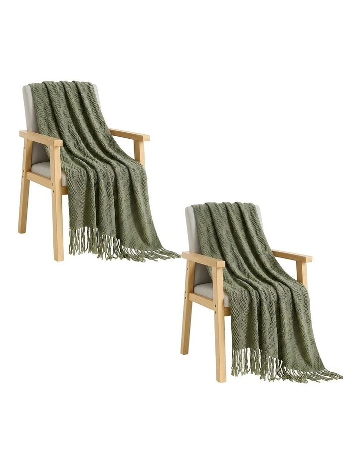 SOGA 2 Pack Green Polyester Throw Blanket 40x30x6cm image 1