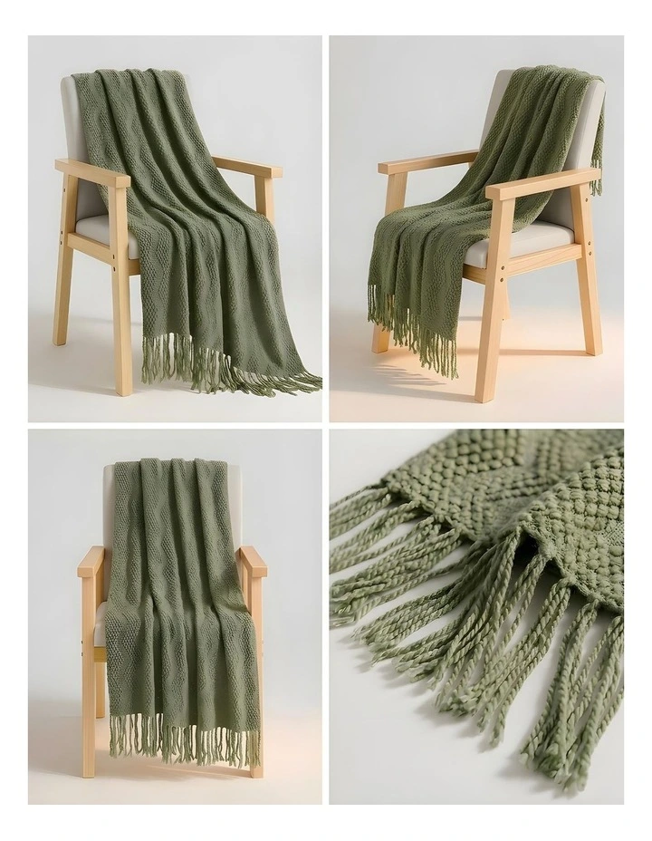 SOGA 2 Pack Green Polyester Throw Blanket 40x30x6cm image 2