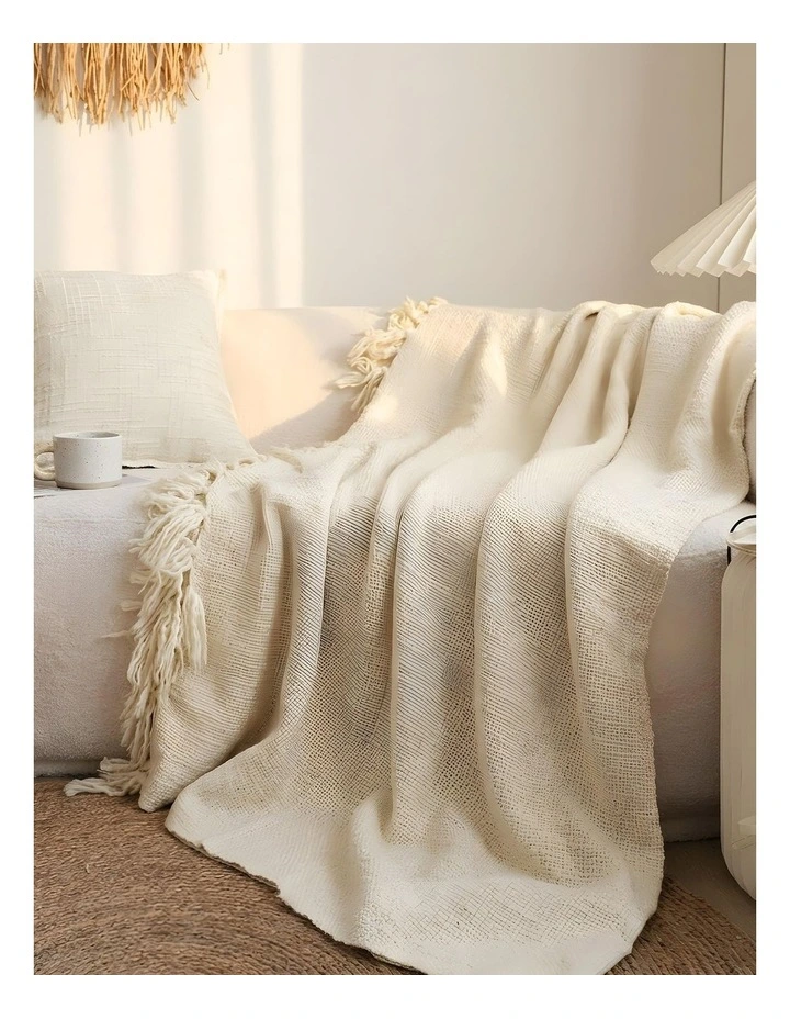 SOGA Beige Polyester Throw Blanket 40x35x8cm image 3