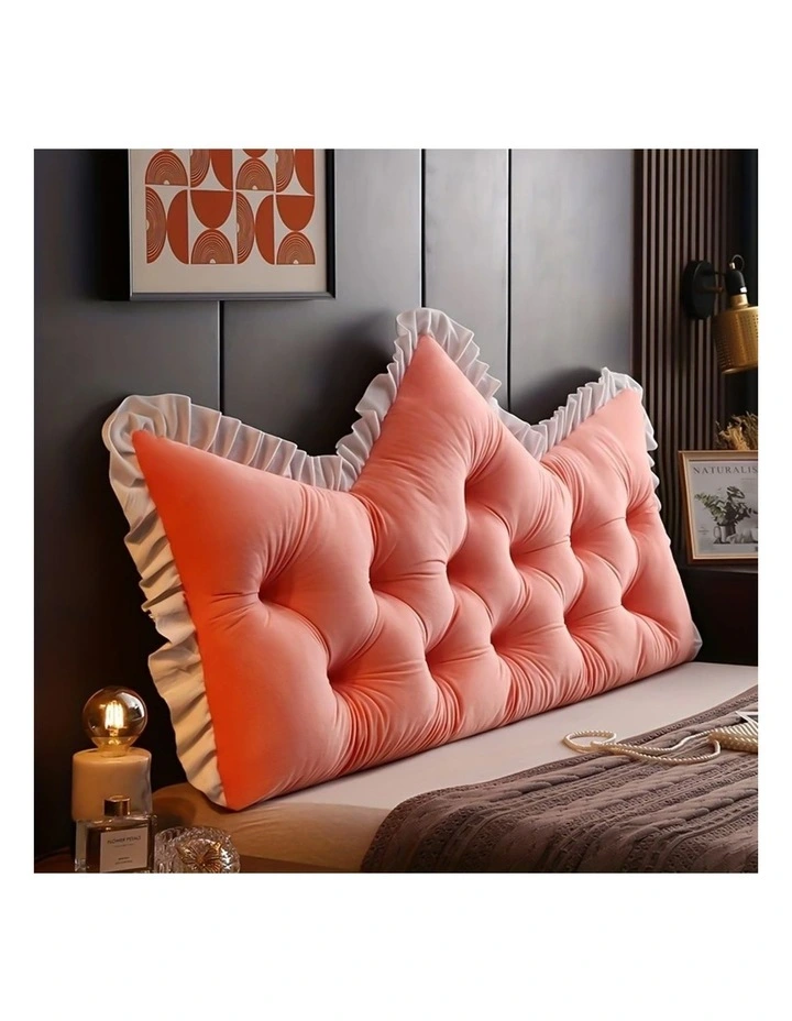 SOGA 2x 120cm Pink Tufted Crown Headboard Pillow Cushion Bed Backrest Bedroom Support Decor image 2
