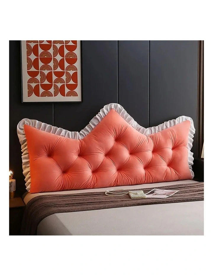 SOGA 2x 120cm Pink Tufted Crown Headboard Pillow Cushion Bed Backrest Bedroom Support Decor image 3