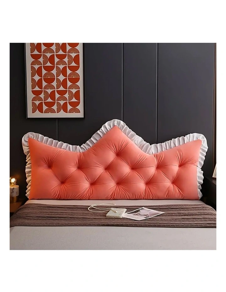SOGA 2x 120cm Pink Tufted Crown Headboard Pillow Cushion Bed Backrest Bedroom Support Decor image 4