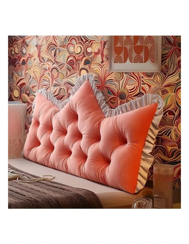 SOGA 2x 120cm Pink Tufted Crown Headboard Pillow Cushion Bed Backrest Bedroom Support Decor image 6