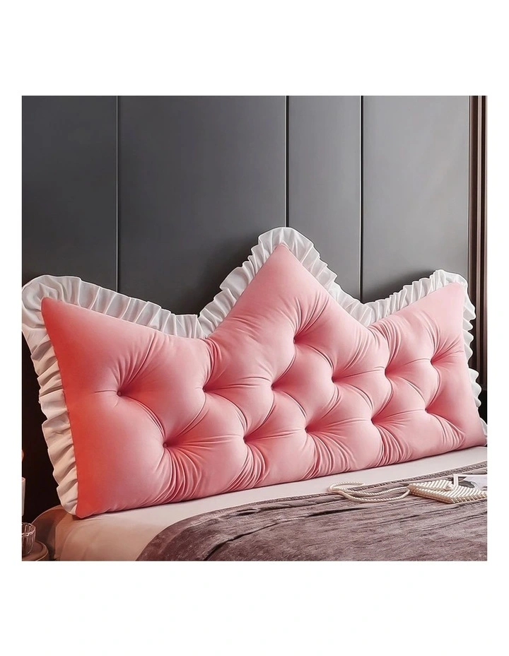 SOGA 2x 120cm Pink Tufted Crown Headboard Pillow Cushion Bed Backrest Bedroom Support Decor image 7
