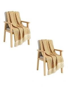 SOGA 2 Pack Mustard Yellow Polyester Throw Blanket 40x30x6cm