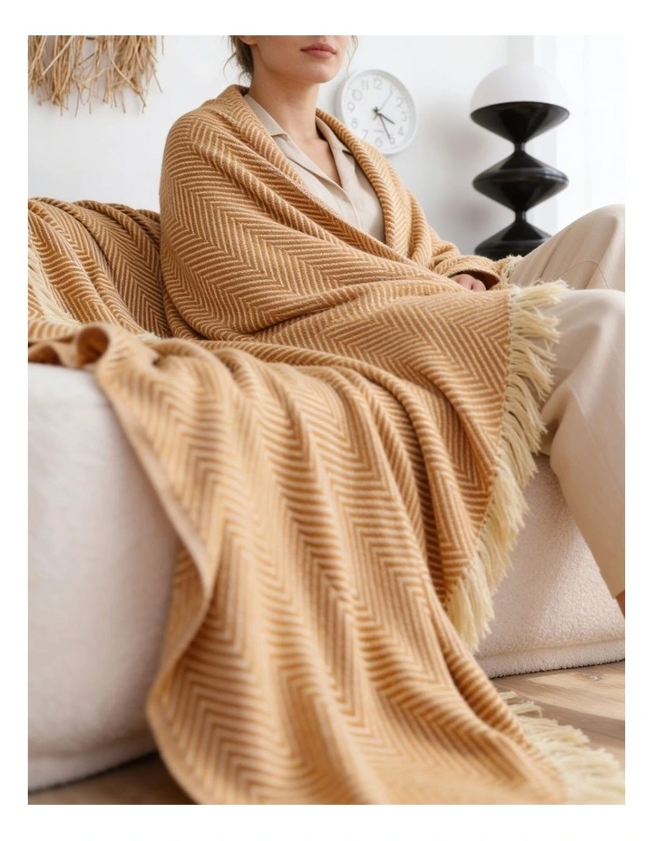 SOGA 2 Pack Mustard Yellow Polyester Throw Blanket 40x30x6cm image 5