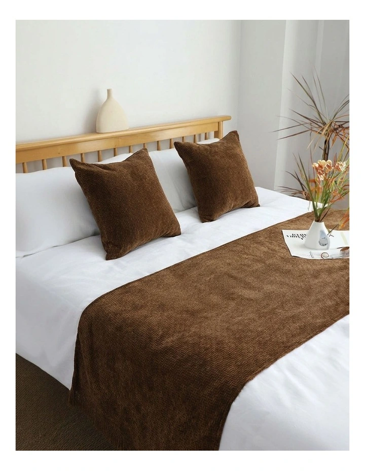 SOGA 70cm Brown Vintage Bed Scarf Runner Bedding Tail Pad Flag For Home Hotel Set of 3 image 4
