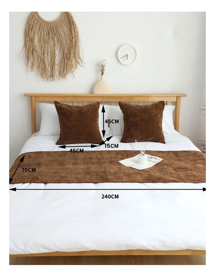 SOGA 70cm Brown Vintage Bed Scarf Runner Bedding Tail Pad Flag For Home Hotel Set of 3 image 5