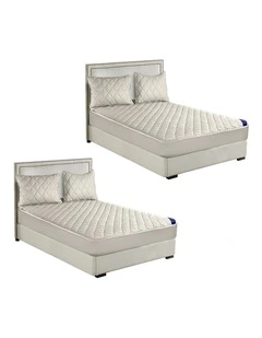 SOGA 2 Pack White Queen Cross-Hatch Quilted Mattress Cover Sets with 4 Pillowcases