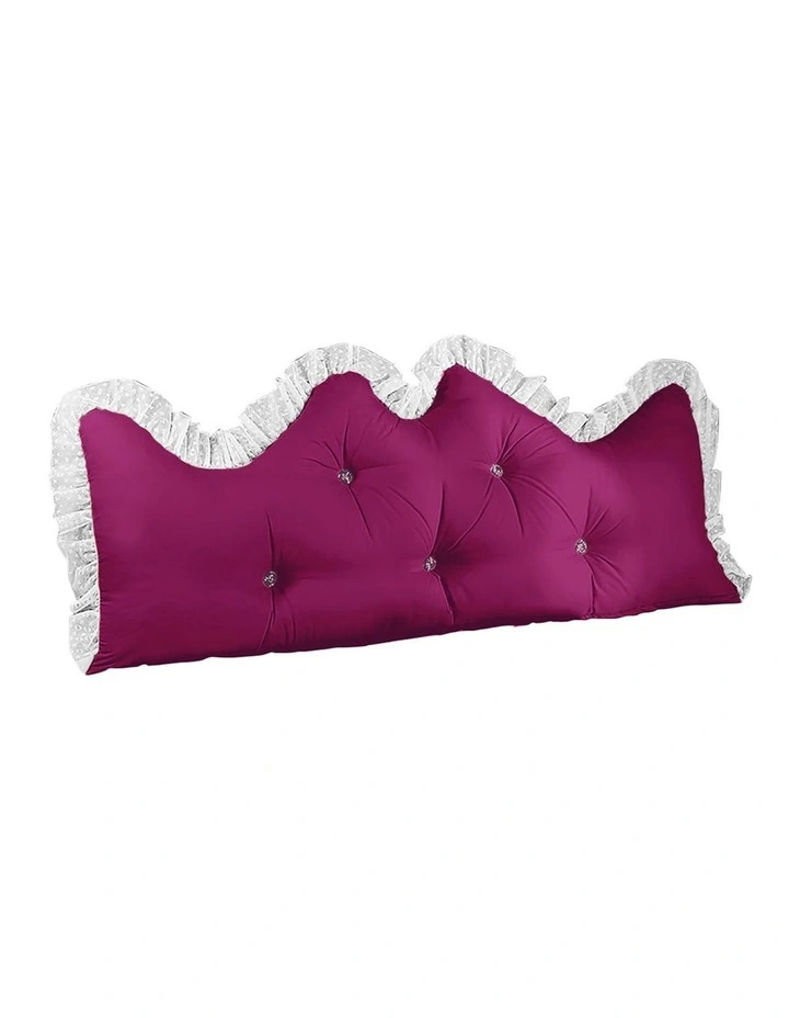 SOGA 150cm Burgundy Princess Headboard Cushion with Ruffle Lace image 1