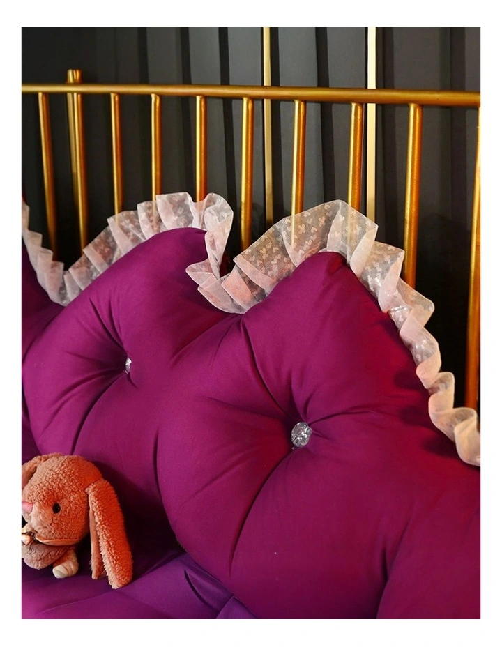 SOGA 150cm Burgundy Princess Headboard Cushion with Ruffle Lace image 6