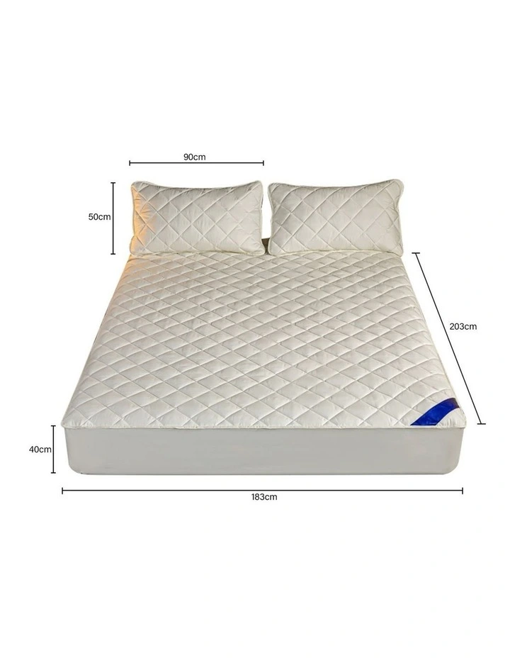 SOGA 2 Pack White King Cross-Hatch Quilted Mattress Cover Sets with 4 Pillowcases image 6