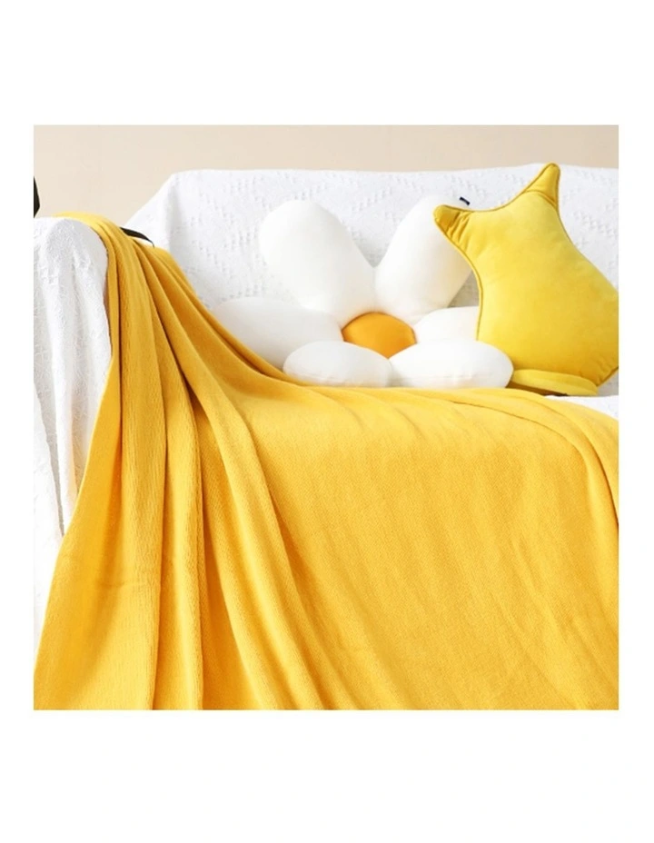SOGA 2 Pack Yellow Acrylic Knitted Throw Blanket 130x220cm image 7