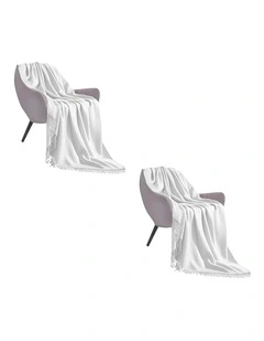 SOGA 2 Pack White Acrylic Knitted Throw Blanket 130x220cm