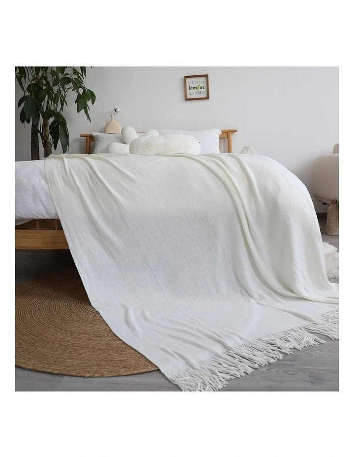 SOGA 2 Pack White Acrylic Knitted Throw Blanket 130x220cm image 3