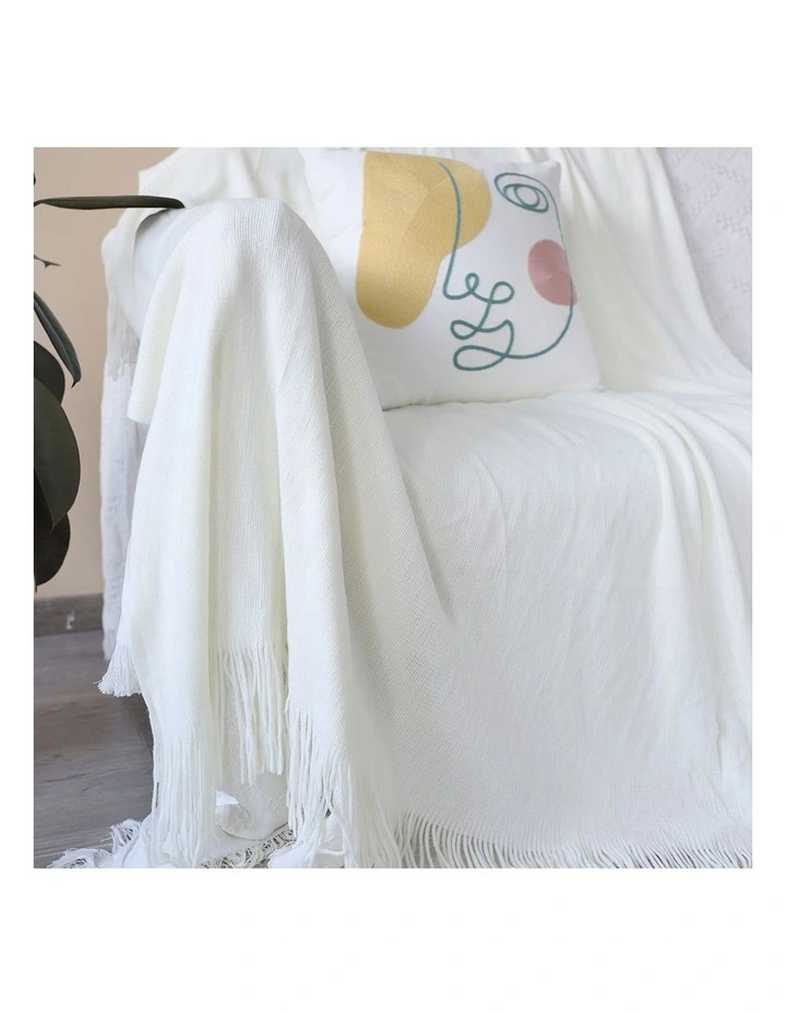 SOGA 2 Pack White Acrylic Knitted Throw Blanket 130x220cm image 4