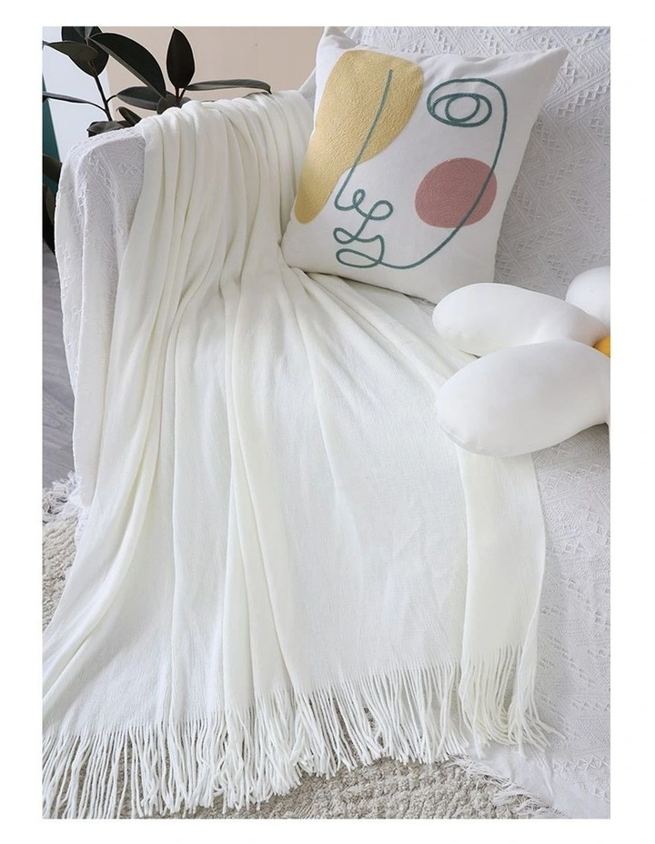 SOGA 2 Pack White Acrylic Knitted Throw Blanket 130x220cm image 7