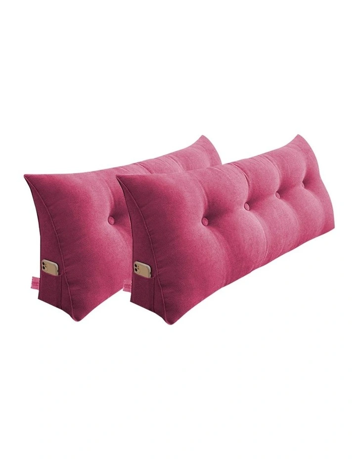 SOGA 2X 120cm Crabapple Red Wedge Bed Pillow Headboard Cushion image 1