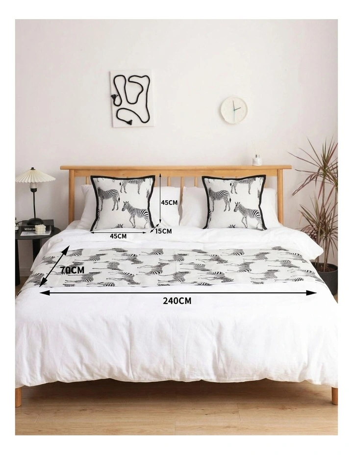 SOGA 1.8m Zebra Luxury Bed Runner Vintage Bedding Set of 3 image 4