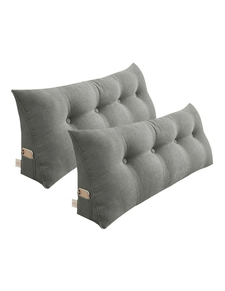 SOGA 2X 120cm Grey Triangular Wedge Headboard Backrest Pillow image 1