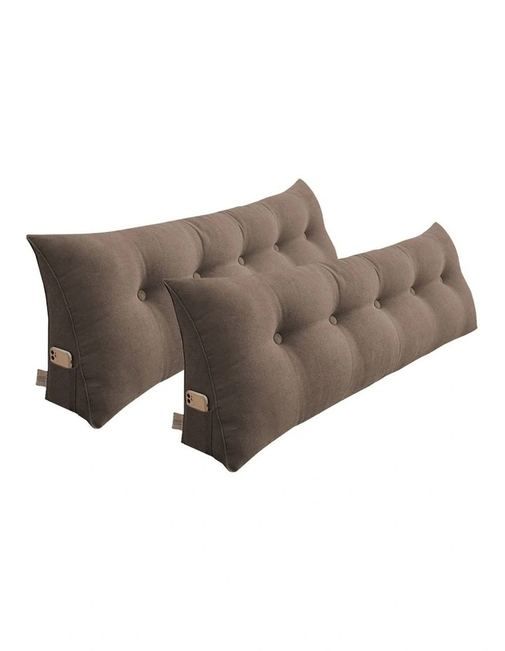 SOGA 2X 180cm Coffee Wedge Bed Pillow Headboard Cushion image 1