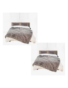 SOGA 2 Pack Grey Fur Fuzzy Throw Blanket 200x230cm