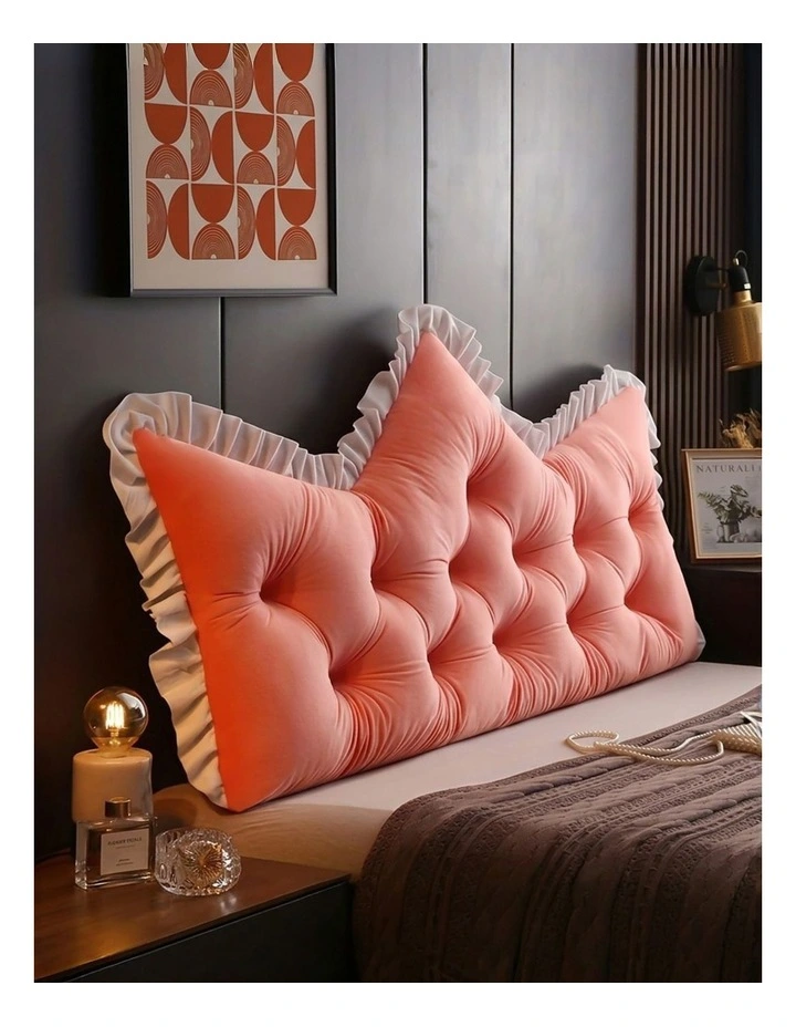 SOGA 2x150cm Crown Pillows Tufted Pink Headboard Cushion Set image 2