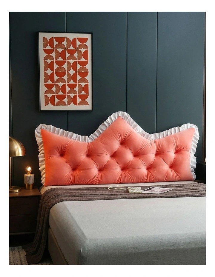 SOGA 2x150cm Crown Pillows Tufted Pink Headboard Cushion Set image 3