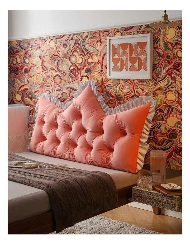 SOGA 2x150cm Crown Pillows Tufted Pink Headboard Cushion Set image 5
