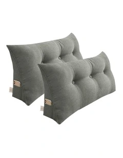 SOGA 2X 100cm Light Grey Triangular Wedge Bed Backrest Headboard Cushion