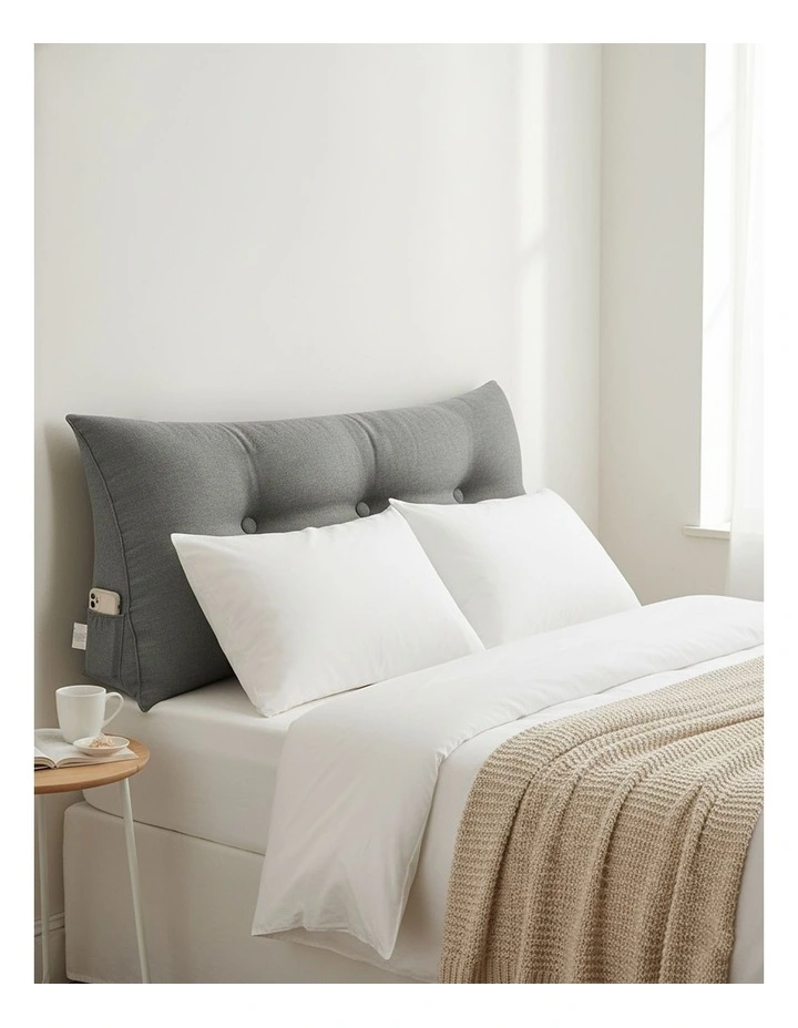 SOGA 2X 100cm Light Grey Triangular Wedge Bed Backrest Headboard Cushion image 2