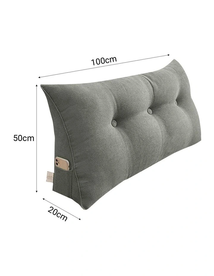 SOGA 2X 100cm Light Grey Triangular Wedge Bed Backrest Headboard Cushion image 4