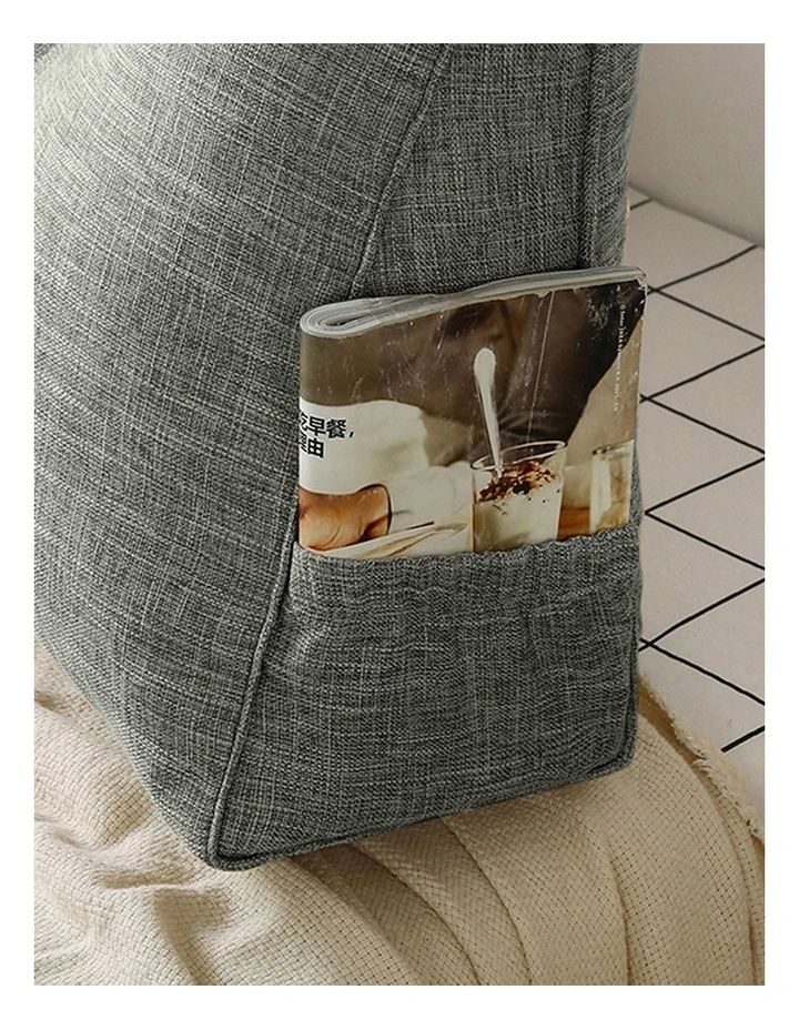 SOGA 2X 100cm Light Grey Triangular Wedge Bed Backrest Headboard Cushion image 5