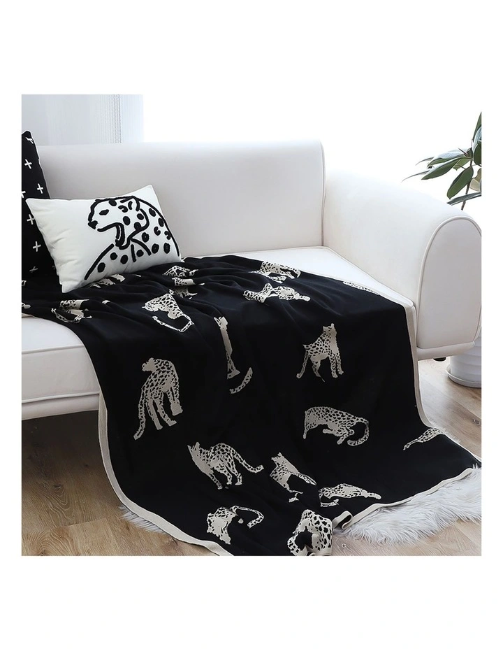 SOGA 2 Pack Black Cream Animal Print Throw Blanket 130x180cm image 2