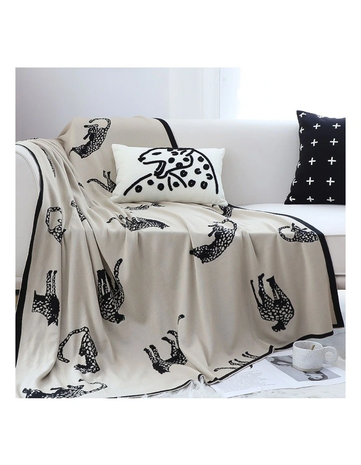 SOGA 2 Pack Black Cream Animal Print Throw Blanket 130x180cm image 3