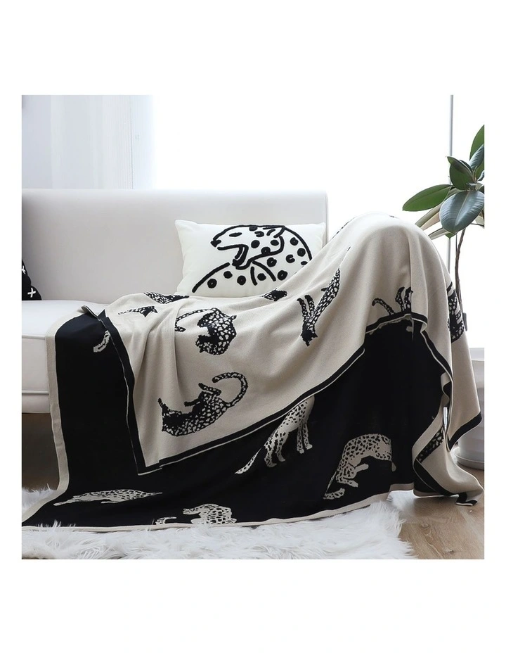SOGA 2 Pack Black Cream Animal Print Throw Blanket 130x180cm image 4