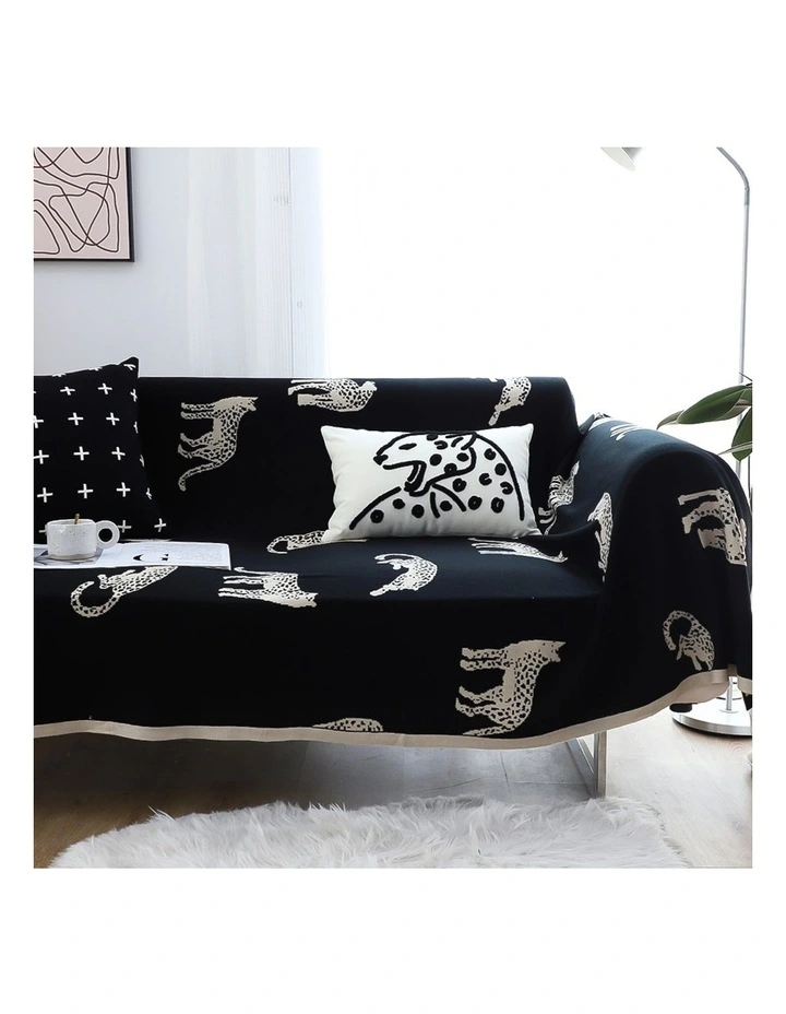 SOGA 2 Pack Black Cream Animal Print Throw Blanket 130x180cm image 5