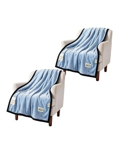 SOGA 2 Pack Blue Flannel Polyester Throw Blanket 200x230cm