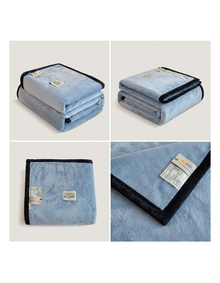 SOGA 2 Pack Blue Flannel Polyester Throw Blanket 200x230cm image 2