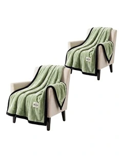 SOGA 2 Pack Matcha Green Flannel Polyester Throw Blanket 200x230cm