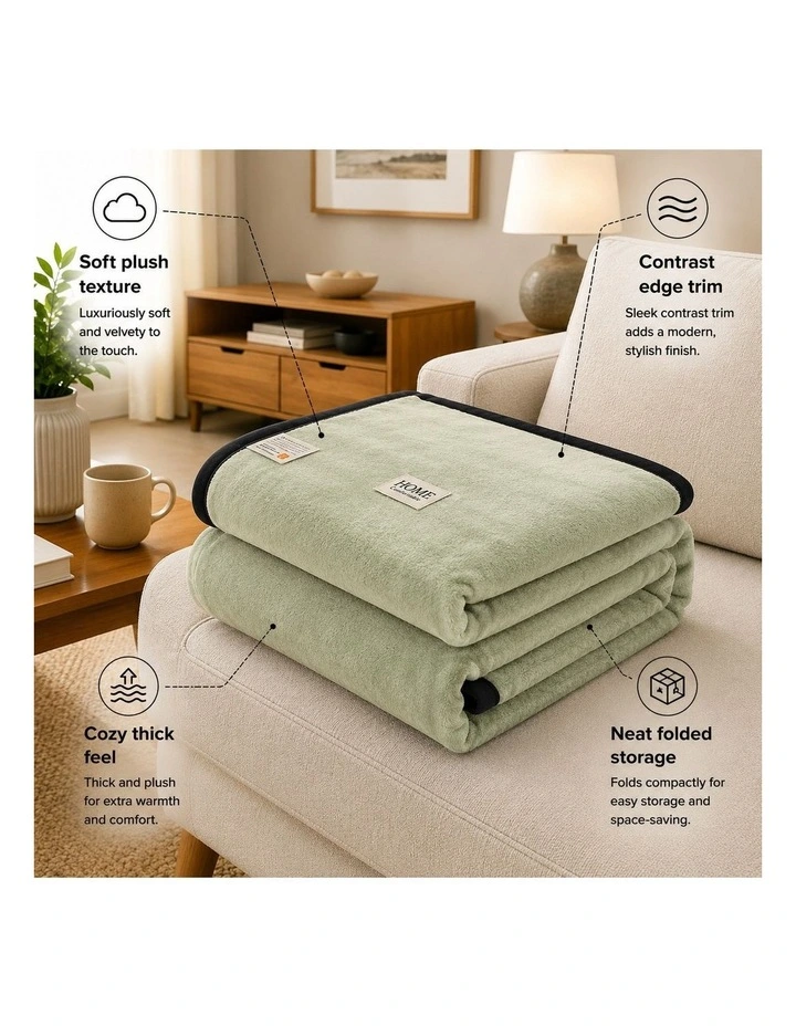 SOGA 2 Pack Matcha Green Flannel Polyester Throw Blanket 200x230cm image 5