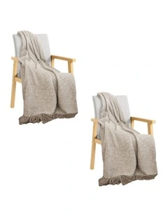 SOGA 2 Pack Coffee Tassel Throw Blanket 160x200cm